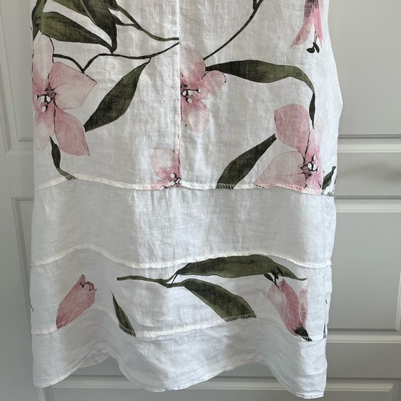 Lungo L’arno Revolve Made in Italy 100% Linen Floral MIDI Short Sleeve Dress M - Picture 8 of 14